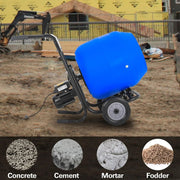BILT HARD Electric Cement Mixer, 4 Cu.Ft. Poly Drum Concrete Mixer Heavy Duty, Portable Power Cement Mixing Tools for Stucco, Mortar, Fodder