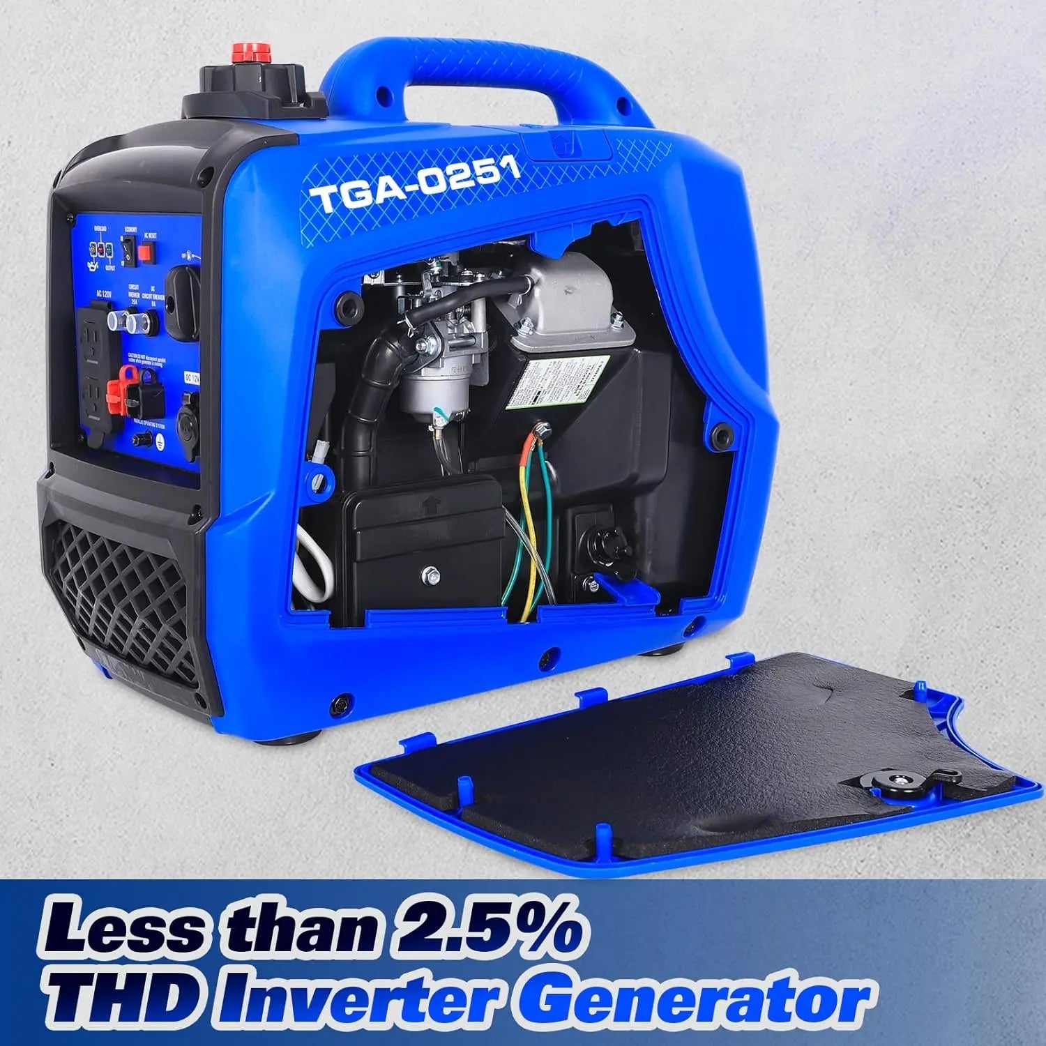 BILT HARD Generator 2500 Watt, Quiet Inverter Portable Generator 80cc 4 Stroke Engine, 120V AC Duplex Receptacle and 12V DC Output, Outdoor Generators for Home Backup Use and RV Ready
