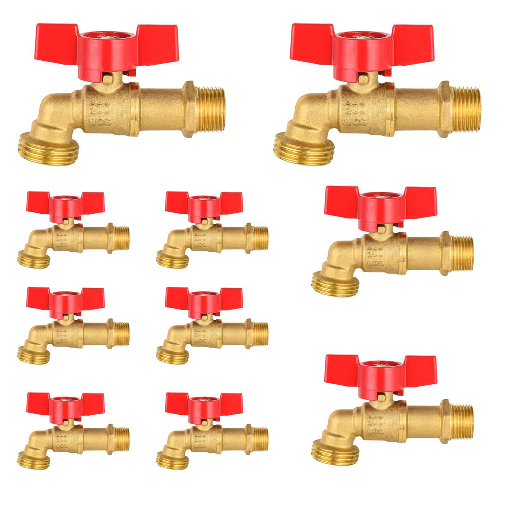 10 Pcs 1/2" MIP x 3/4" MHT Brass Hose Bibb (Lead Free)