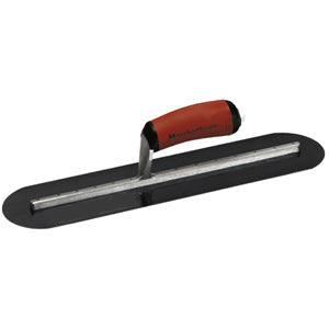 Blue Steel Finishing Trowel-Fully Rounded w/Curved DuraSoft Handle - 14" X 4"