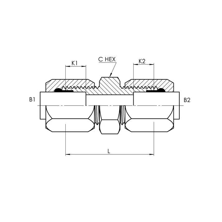 C2403-12-12 | 12 BT - 12 BT Tube Union Straight, Carbon Steel