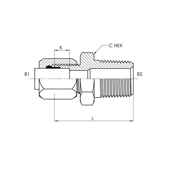 C2404-24-24 | 24 BT - 24 MP Adapter Straight, Carbon Steel