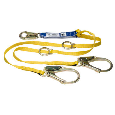 C411201 DeCoil Twinleg Lanyard (1" web, Snaphook and Rebar Hook) - 6 Ft w/ Tieback by Werner
