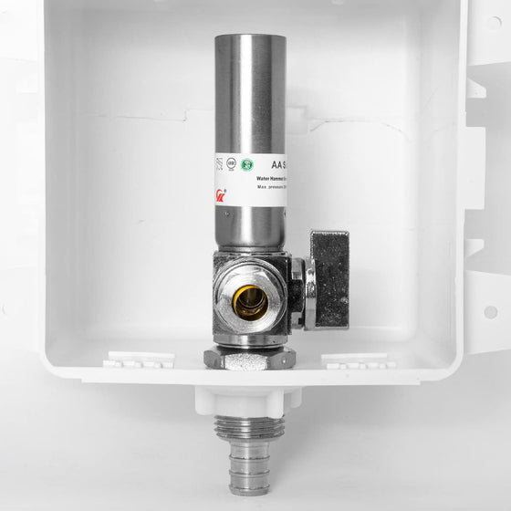 1/2" PEX Crimp (F1807) Inlet, Dishwasher Outlet Box, With Copper Water Hammer Arrestor