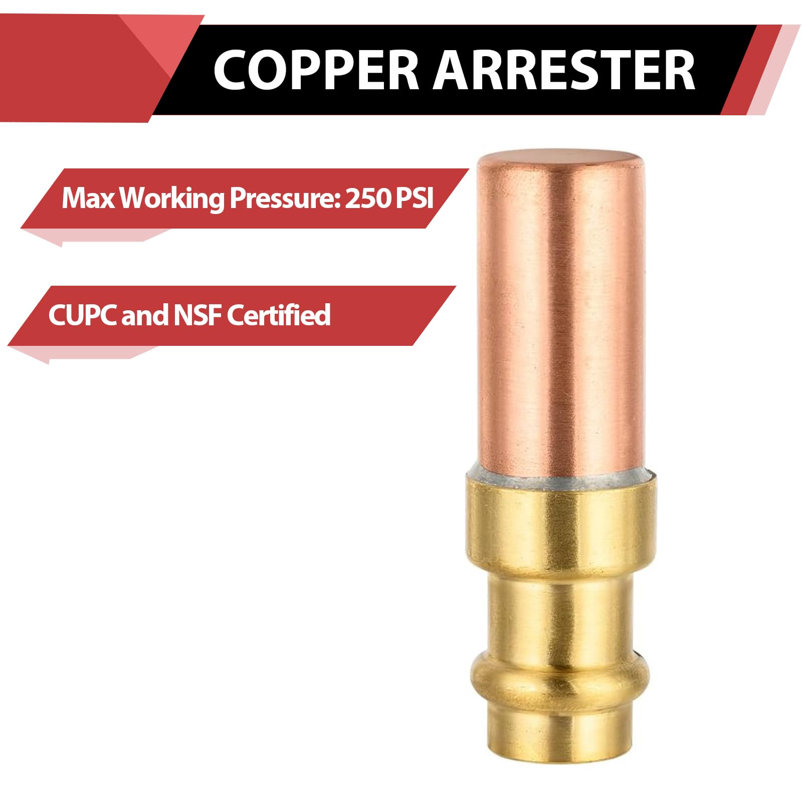 10 Pcs 1/2" Copper Press Connection, Copper Water Hammer Arrestor