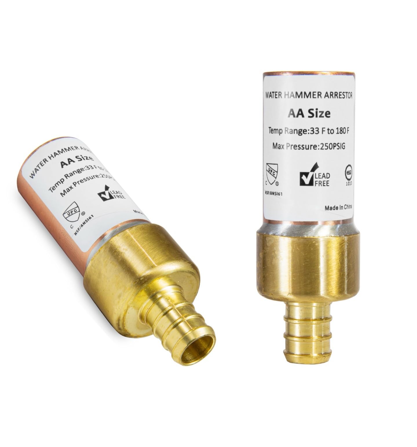 10 Pcs 1/2" PEX Crimp Connection F1807, Straight Water Hammer Arrestor, Copper