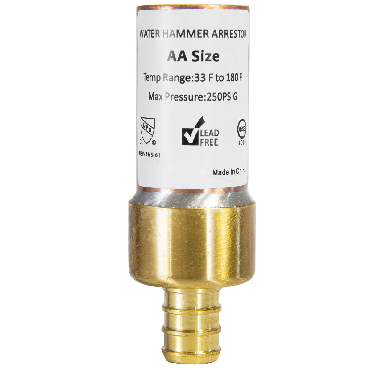 10 Pcs 1/2" PEX Crimp Connection F1807, Straight Water Hammer Arrestor, Copper
