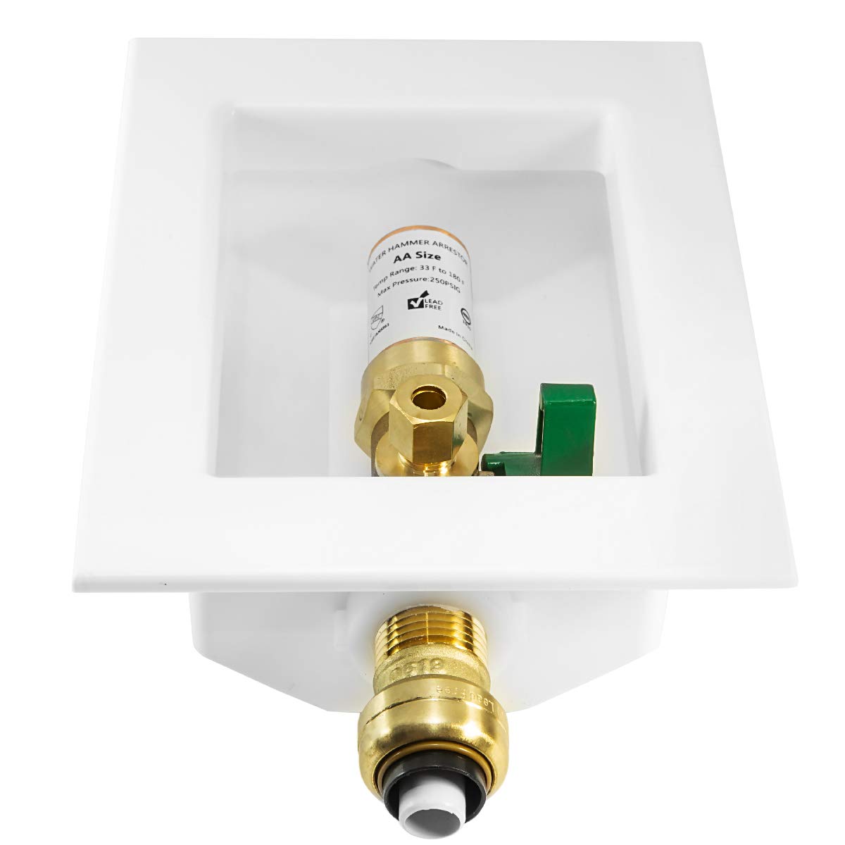 10 Pcs 1/2" Push Fit Inlet, Ice Maker Outlet Box, with Copper Water Hammer Arrestor