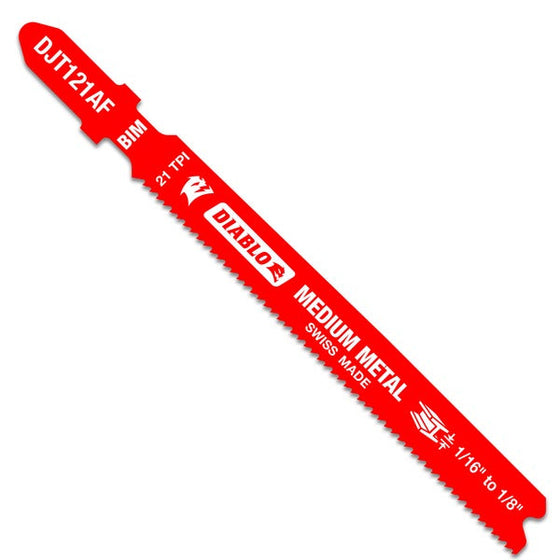 Diablo DJT121AF5 3-5/8 in. 21 TPI Bi-Metal T-Shank Jig Saw Blades for Medium Metal (5-Pack)