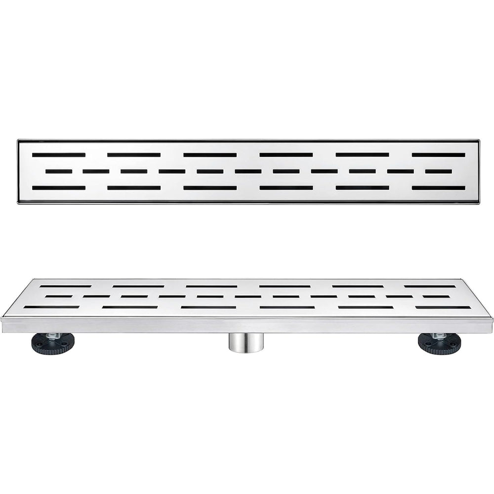 Linear Shower Drain 24" with Removable Grate, Brushed Polished 304 Stainless Steel Shower Drain