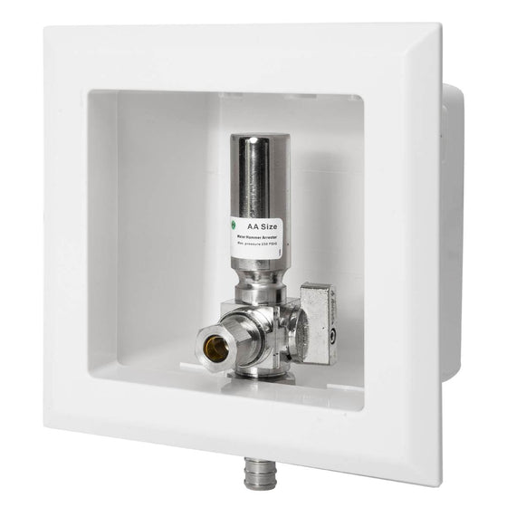 1/2" PEX Crimp (F1807) Inlet, Dishwasher Outlet Box, with Stainless Steel Hammer Arrestor