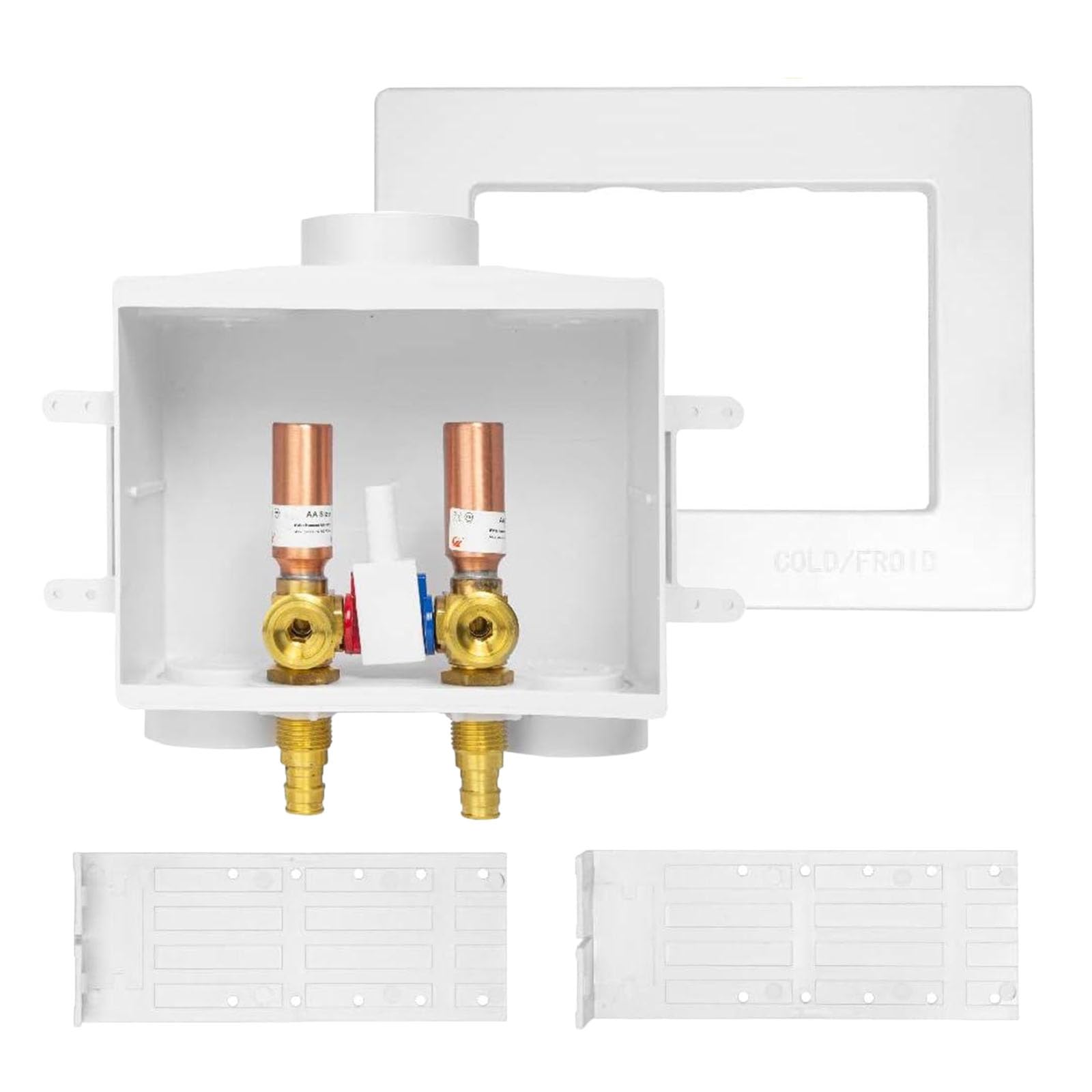 10 Pcs 1/2" PEX Expansion (F1960) Inlet, Washing Machine Outlet Box, Single Control Valve, with Copper Water Hammer Arrestor