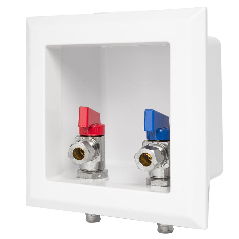 1/2" PEX Crimp (F1807) Inlet, Faucet Outlet Box, with Installed 1/4 Turn Ball Valve