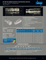 FF-HP-SS-12-16N | Flush Face Coupling, 316 Stainless Steel, 3/4" Nipple Body X 1" Female NPT Threads