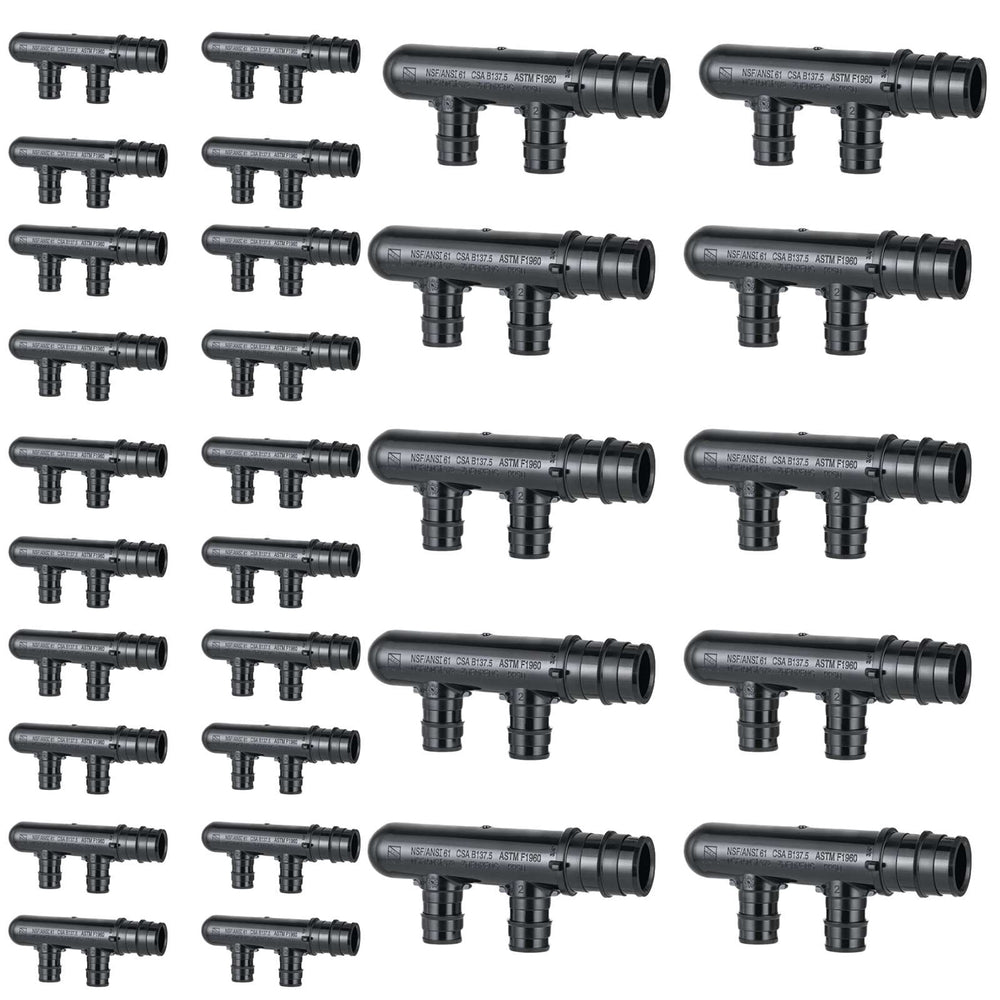 30 Pcs PEX A Expansion 3/4" x 1/2" Closed Manifold (2 Port) Wholesale
