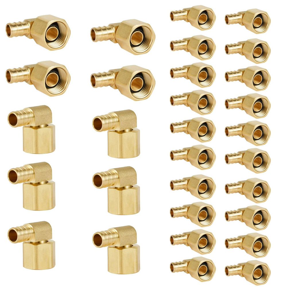 30 Pcs PEX-B Crimp 3/4" PEX x 3/4" Female NPT Metal Swivel Elbow (Lead Free)