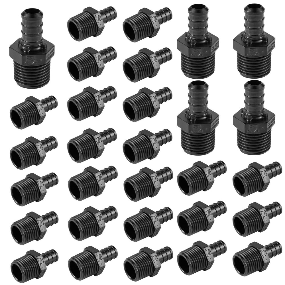 30 Pcs PEX-B Crimp 3/4" x 1/2" Male Adapter