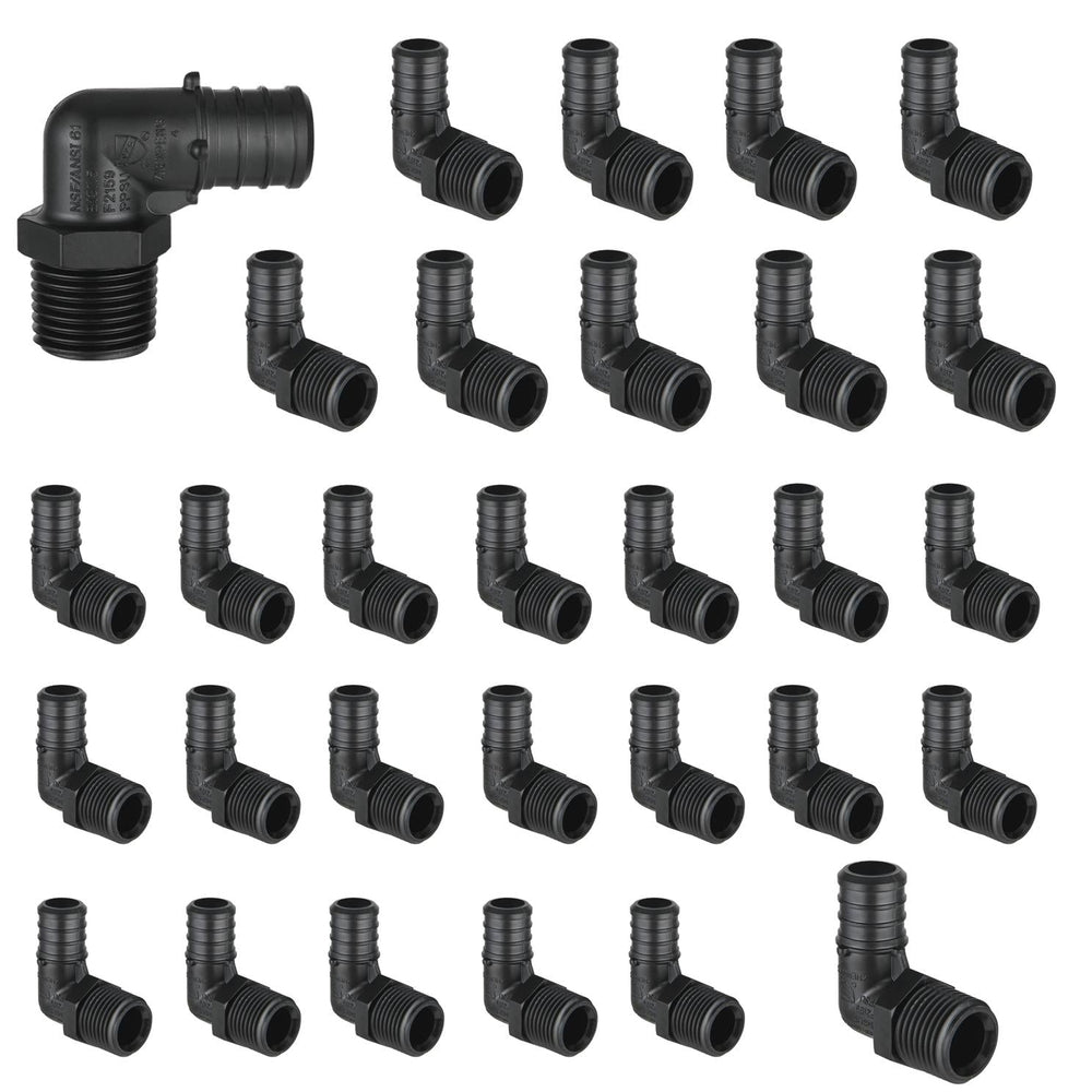 30 Pcs PEX-B Crimp 3/4" x 1/2" Male PPSU Elbow