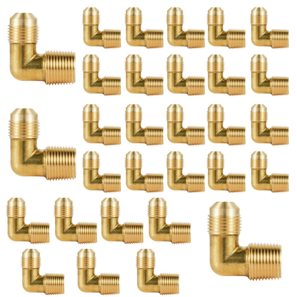 30 Pcs 3/8" Flare x 3/8" MNPT 90° Elbow