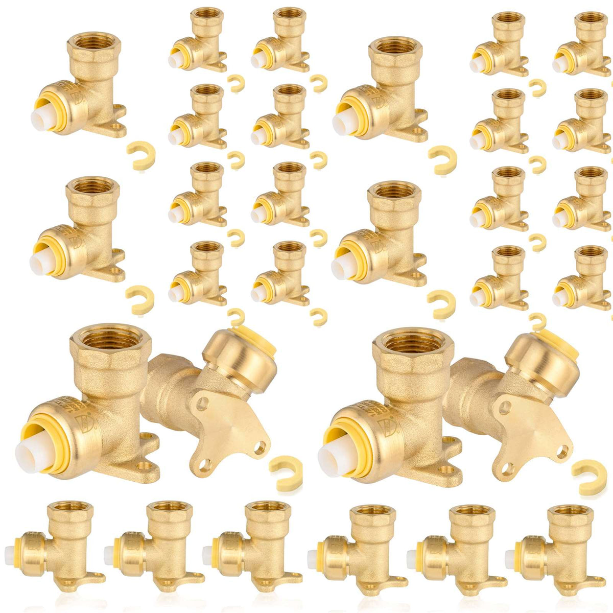 30 Pcs 3/4" x 1/2" F Push Fit Drop Ear Elbow