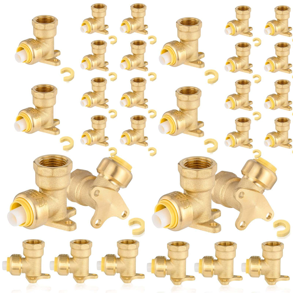 30 Pcs 1/2" x 1/2" F Push Fit Female Drop Ear Elbow