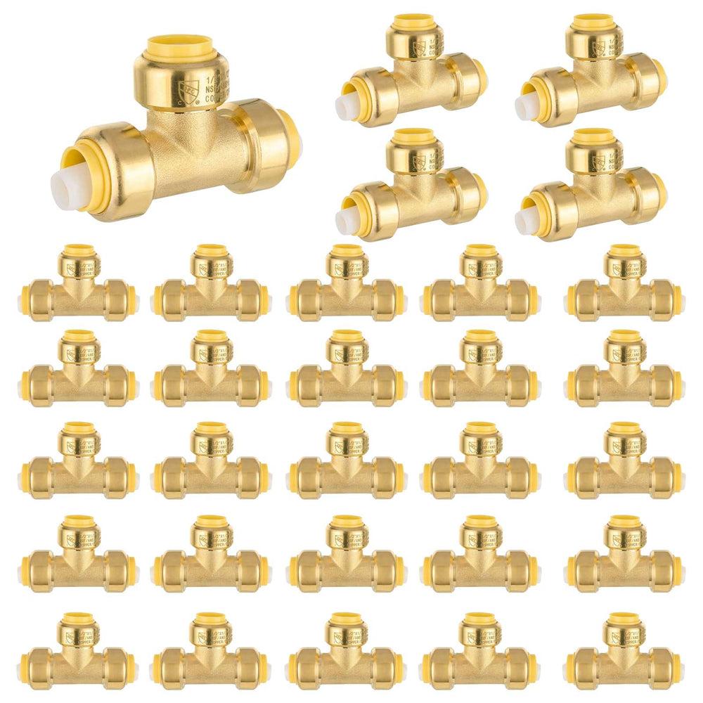 30 Pcs 3/4" x 3/4" x 1/2" Push Fit Tee