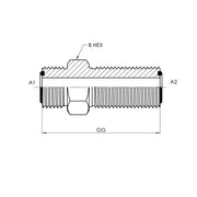 FS2700-LN-06-06 | 06 MFS - 06 MFS Bulkhead Straight w/ Lock Nut, Carbon Steel
