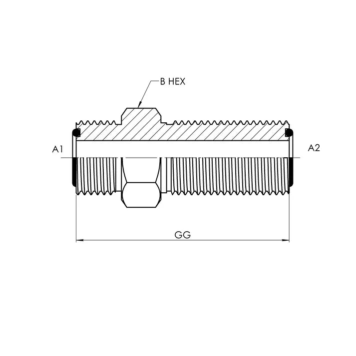 FS2700-LN-08-08 | 08 MFS - 08 MFS Bulkhead Straight w/ Lock Nut, Carbon Steel