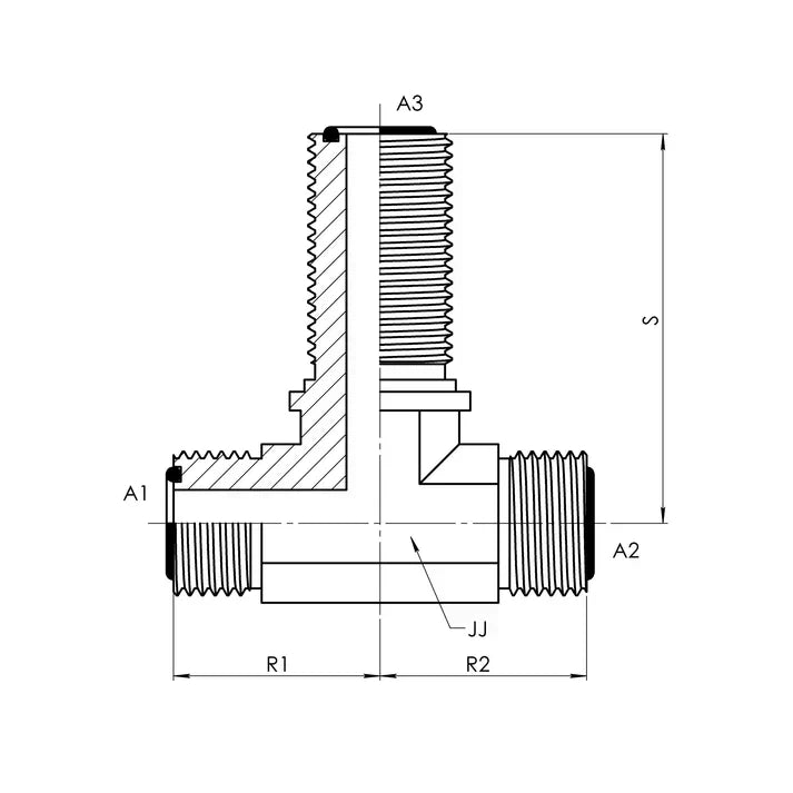 FS2703-08-08-08-FG | 08 MFS - 08 MFS - 08 MFS Bulkhead Branch Tee Forged, Carbon Steel