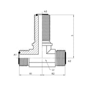FS2703-08-08-08-FG | 08 MFS - 08 MFS - 08 MFS Bulkhead Branch Tee Forged, Carbon Steel