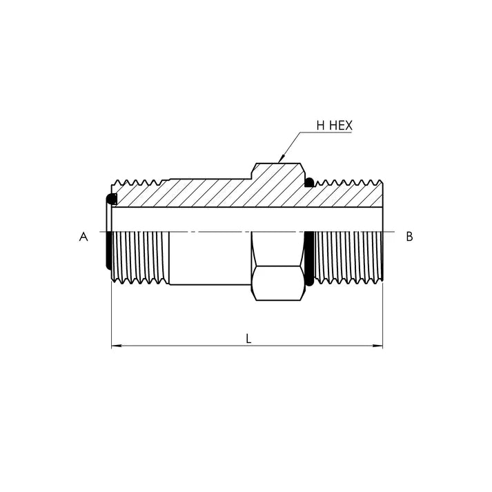 FS6400-L-08-08-O | 08 MFS - 08 MORB Straight-Long, Carbon Steel