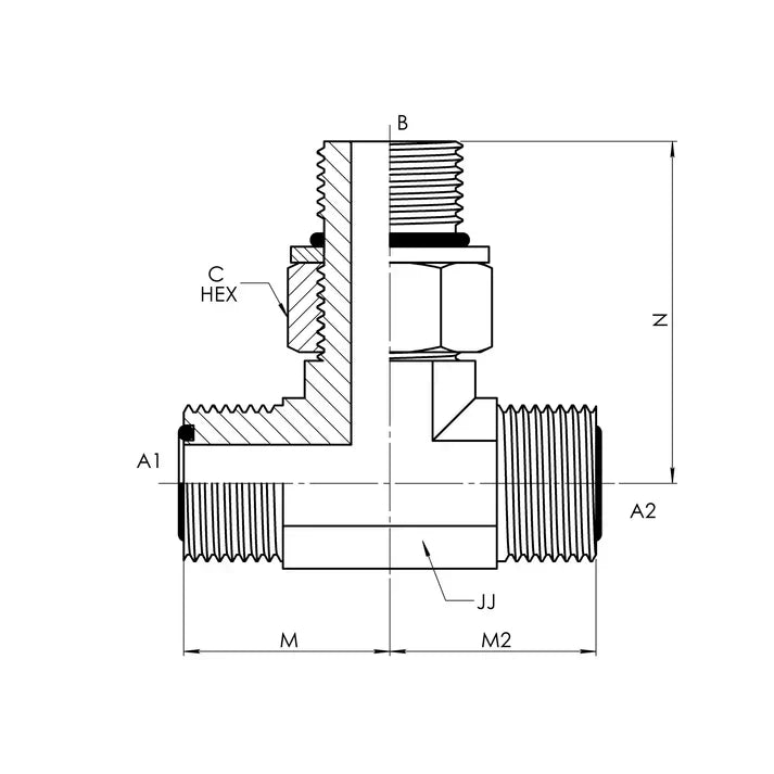 FS6803-12-12-12-NWO-FG | 12 MFS - 12 MFS - 12 MAORB Branch Tee Forged, Carbon Steel
