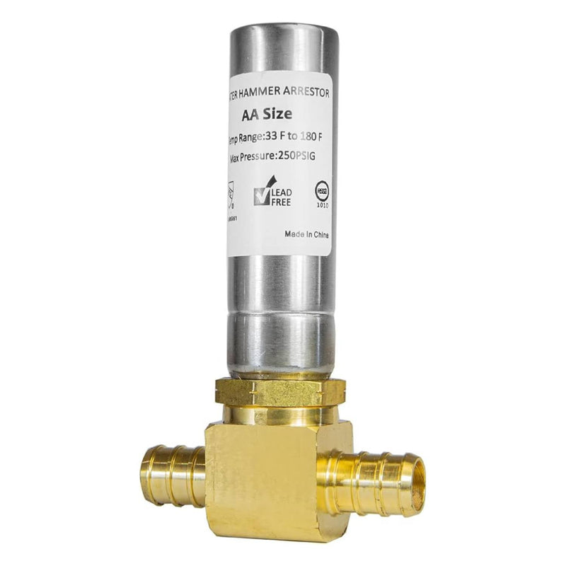 PEX Crimp Connection, Water Hammer Arrestor Tee, Stainless Steel