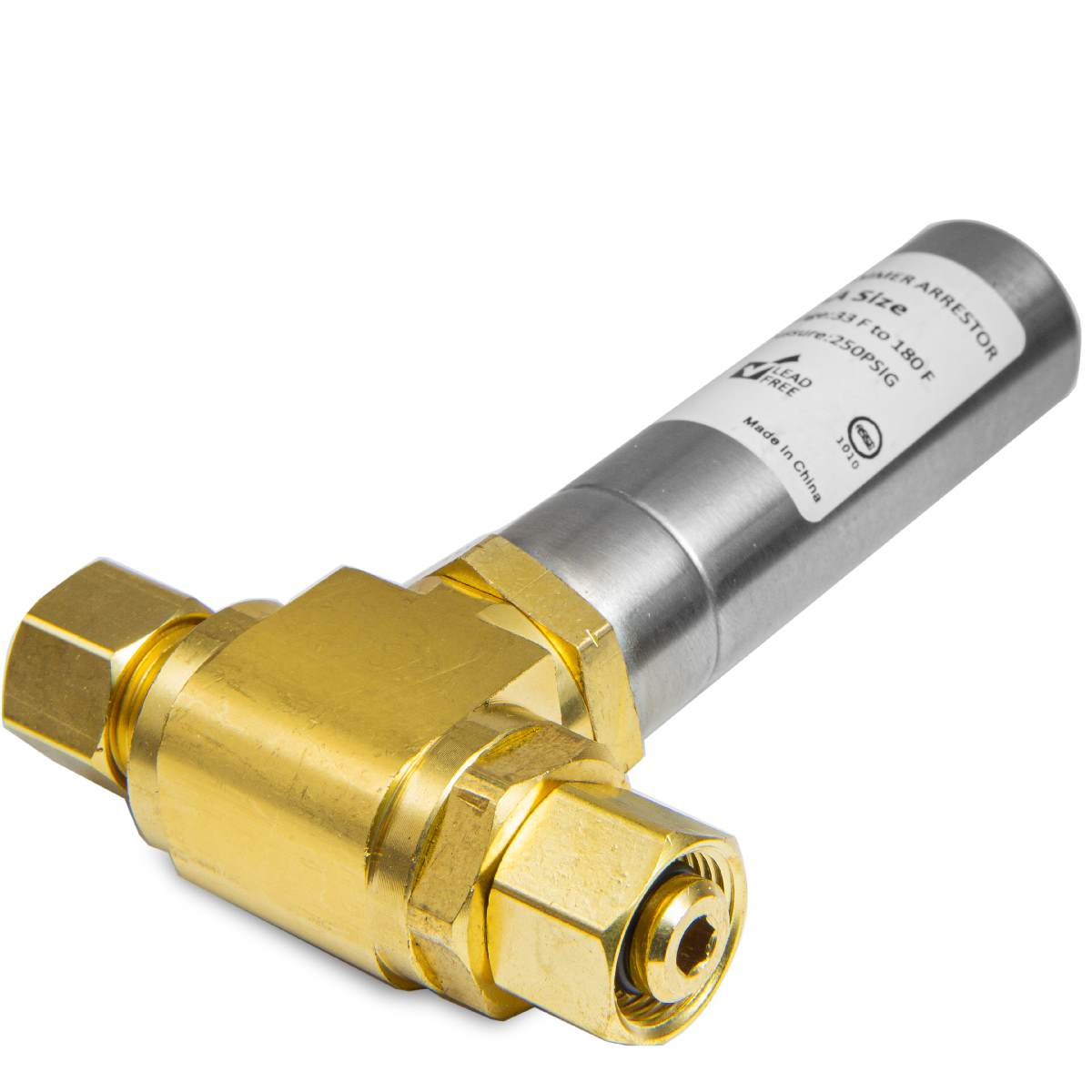 10 Pcs 3/8" OD Comp. x 3/8" OD Female Comp. , Water Hammer Arrestor Tee For Dishwasher Connection, Stainless Steel