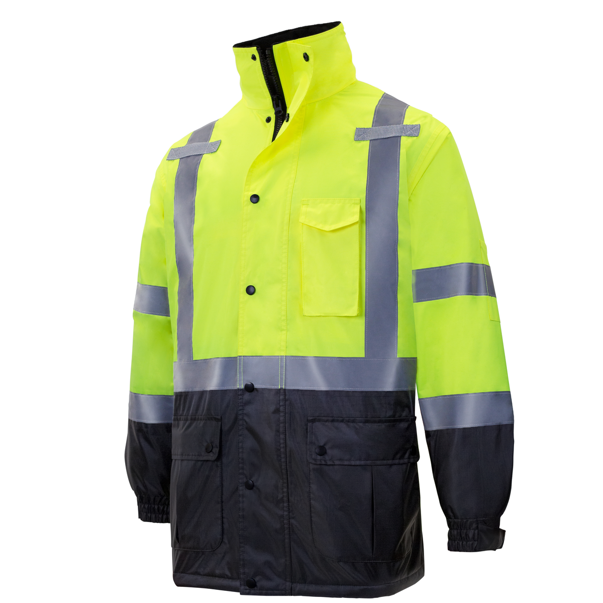 Hi-Vis Parka Safety Jacket with Reflective Stripes