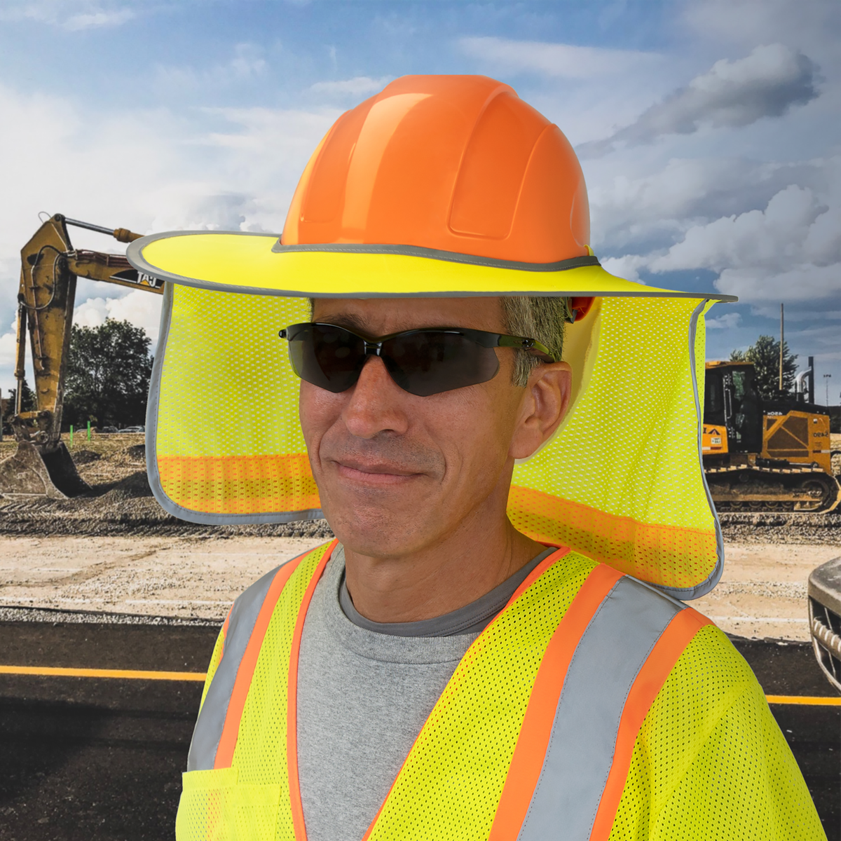 Hi-Vis Two-Tone Hard Hat Sun Shield