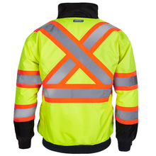 Hi-Vis X-Back Two-Tone Safety Bomber Jacket with Reflective Stripes