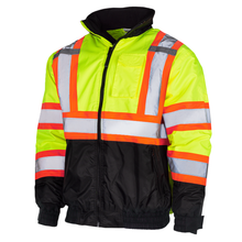 Hi-Vis X-Back Two-Tone Safety Bomber Jacket with Reflective Stripes
