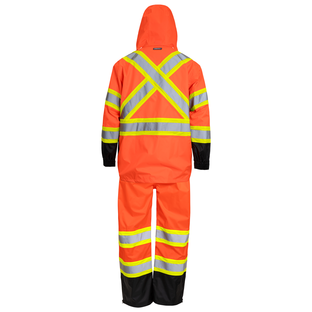 Hi-Vis Two Tone Rain Set with X Reflective Strips On Back
