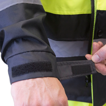 Hi-Vis Yellow/Black Rain Jacket with 2" Reflective Strips