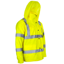 Hi-Vis Yellow Rain Jacket with 2" Reflective Strips