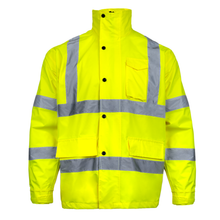 Hi-Vis Yellow Rain Jacket with 2" Reflective Strips
