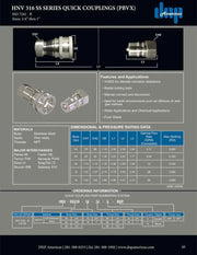 HNV-SS316-06-06N-NPT-V | 3/8" 316SS ISO-B nipple body with viton seals x 3/8" female NPT threads,