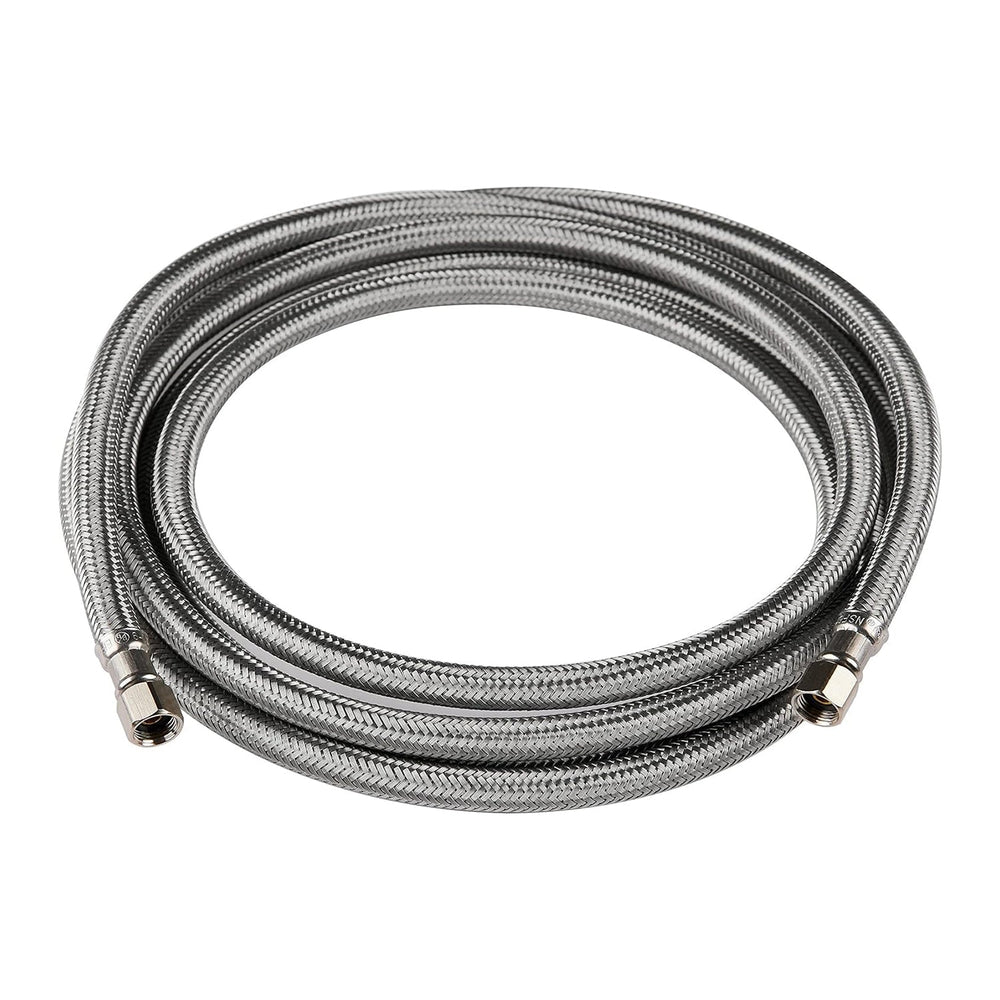 10 Pcs 10ft Ice Maker Hose, with 1/4" Comp by 1/4" Comp Connection, Stainless Steel Braided Hose