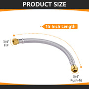10 Pcs 3/4" Push fit x 3/4" FIP, 15" Flexible Water Heater Connector Hose