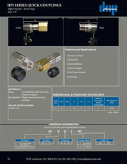 HPI-04-04C-NPT | 1/4" Screw Type Coupling x 1/4" Female NPT with chain and plug, 10,000PSI