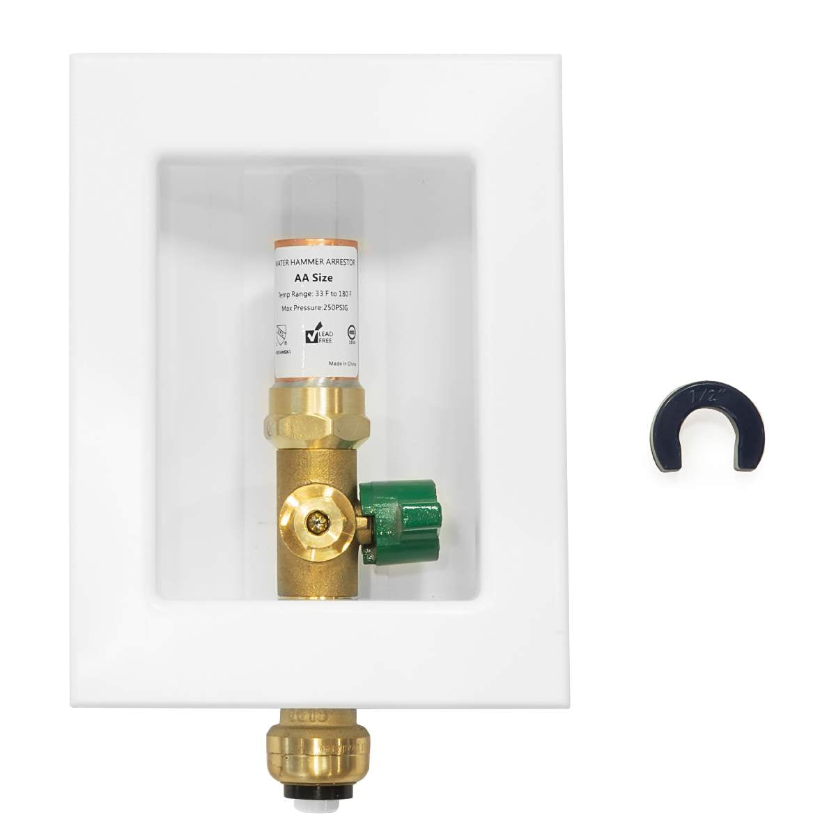 10 Pcs 1/2" Push Fit Inlet, Ice Maker Outlet Box, with Copper Water Hammer Arrestor