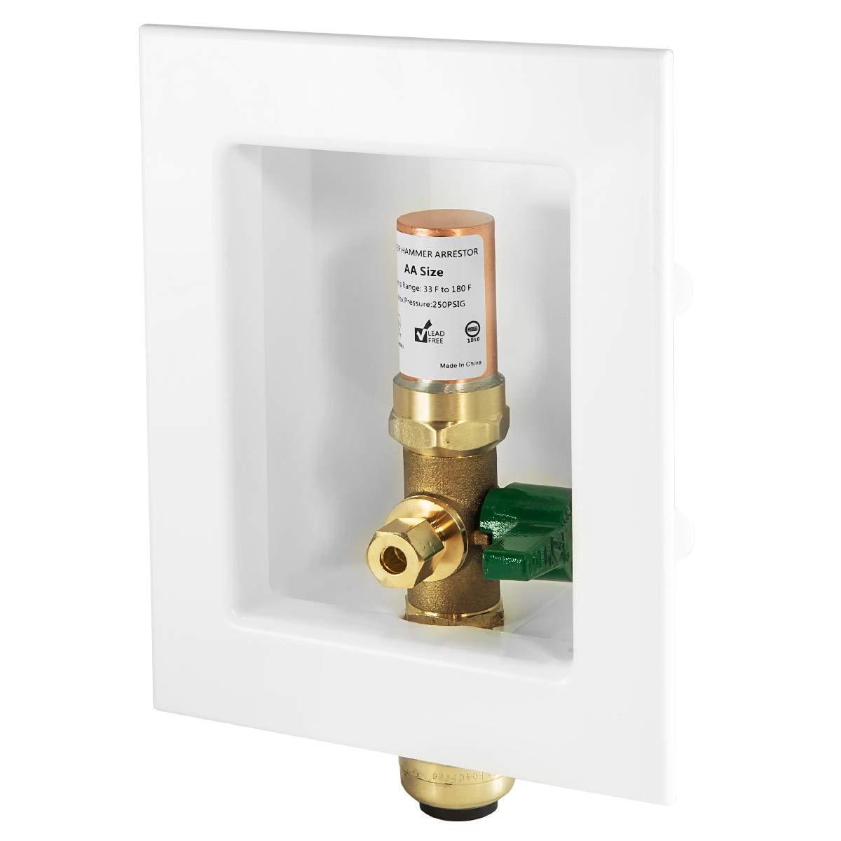 10 Pcs 1/2" Push Fit Inlet, Ice Maker Outlet Box, with Copper Water Hammer Arrestor