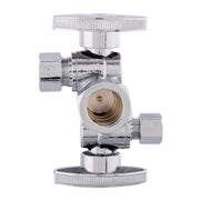 10 Pcs 5/8" ODx 3/8" OD Compr. x 1/4" OD Compr. Dual Stop Valve, 1/4 Turn (Lead Free)
