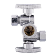 10 Pcs 5/8" OD Compr. x 3/8" OD Compr. x 3/8" OD Compr. Dual Stop Valve, 1/4 Turn (Lead Free)
